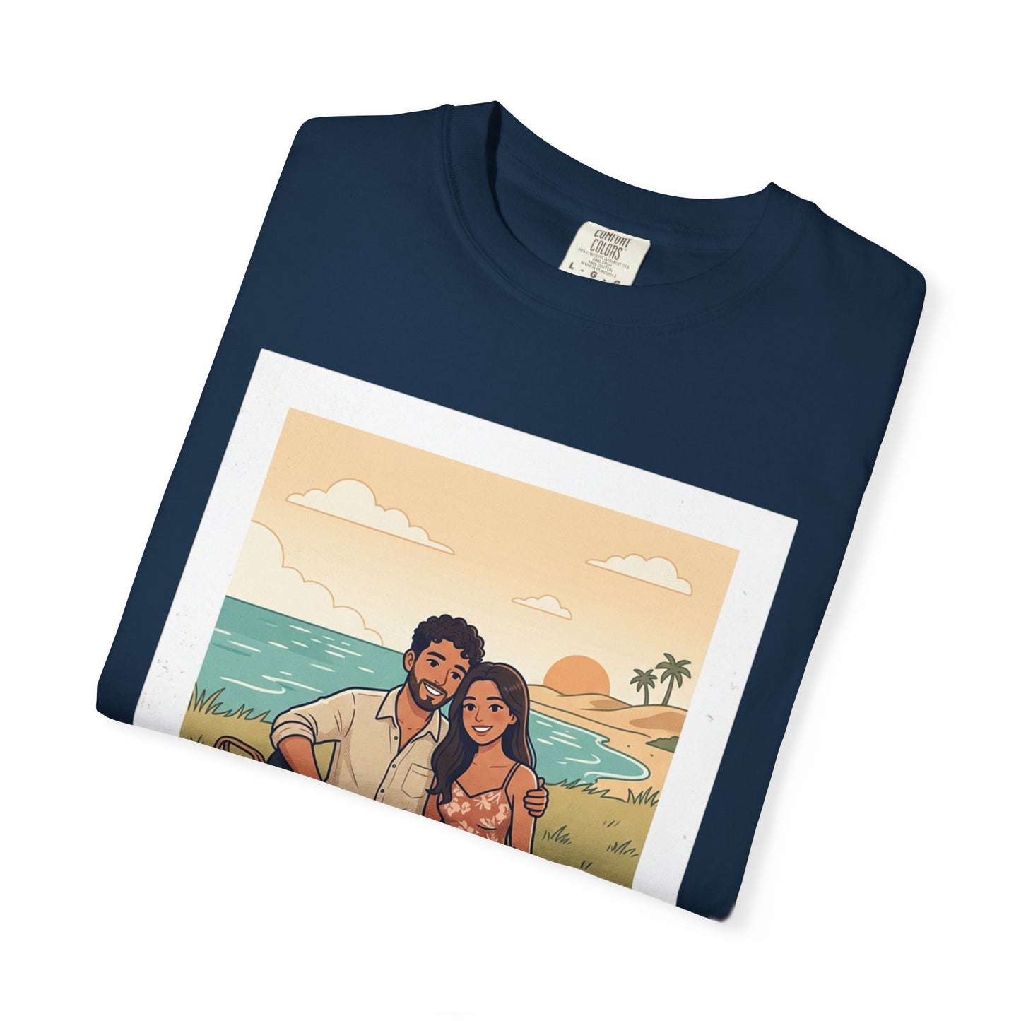 Beach Picnic Couple T‑Shirt — “The best days aren’t planned.” Relaxed Vacation Tee