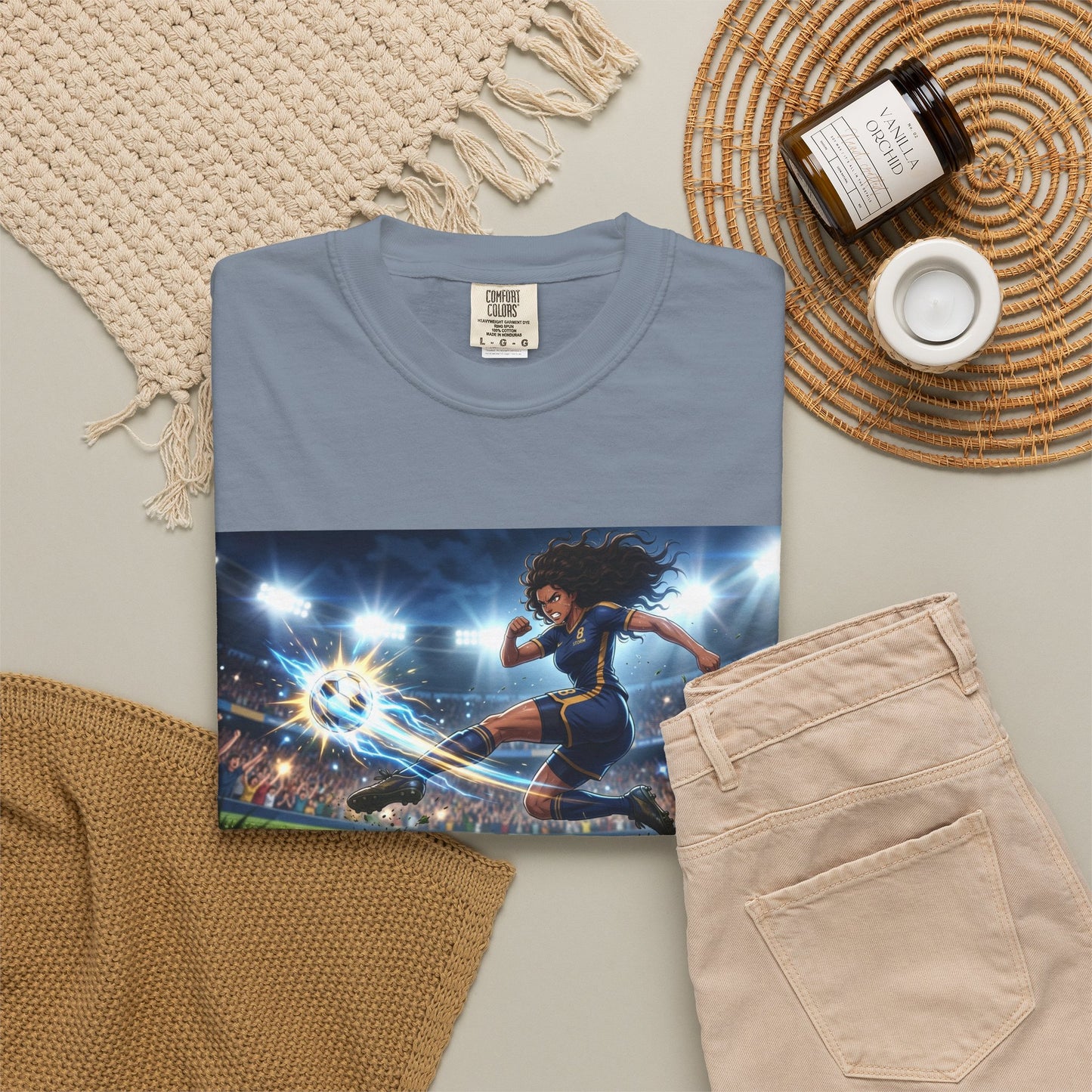 Soccer Kick Graphic T-Shirt — Energetic Stadium Football Design