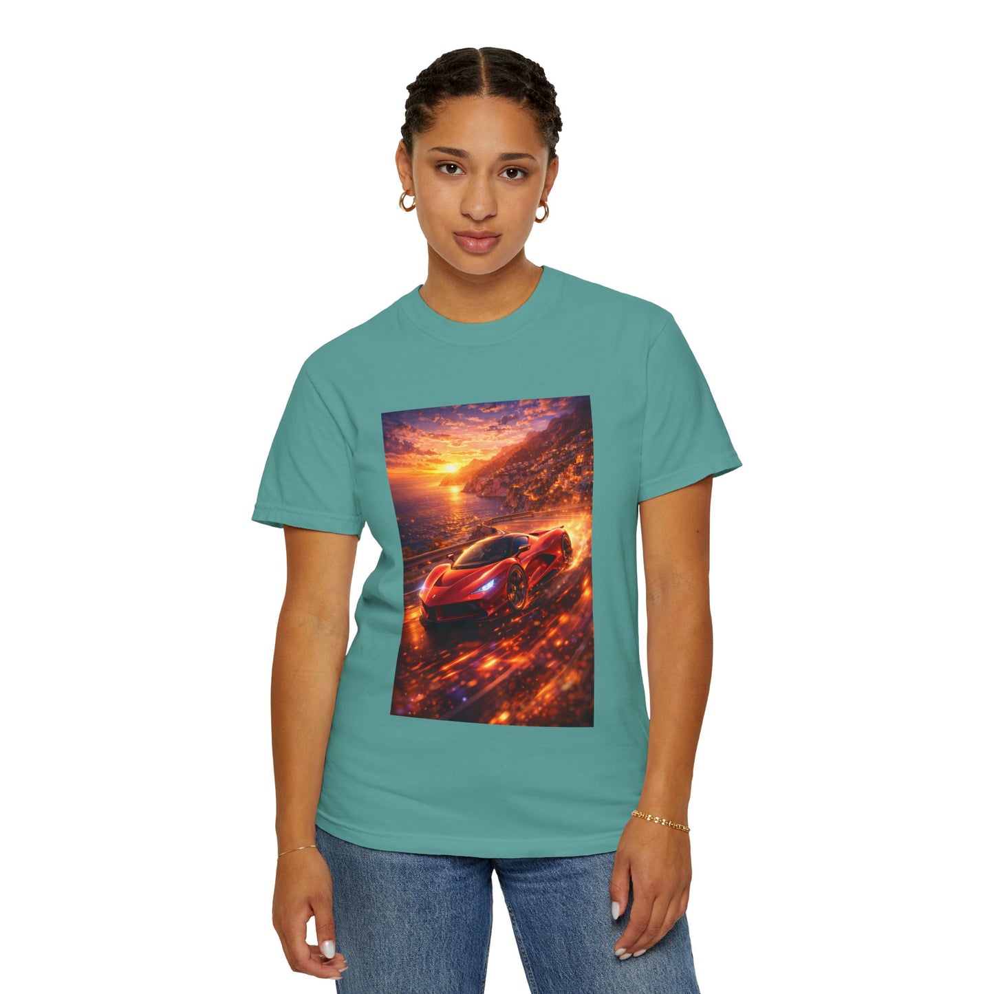 Ferrari F80- Amalfi Coast, Italy - T‑Shirt — Red Sports Car Print