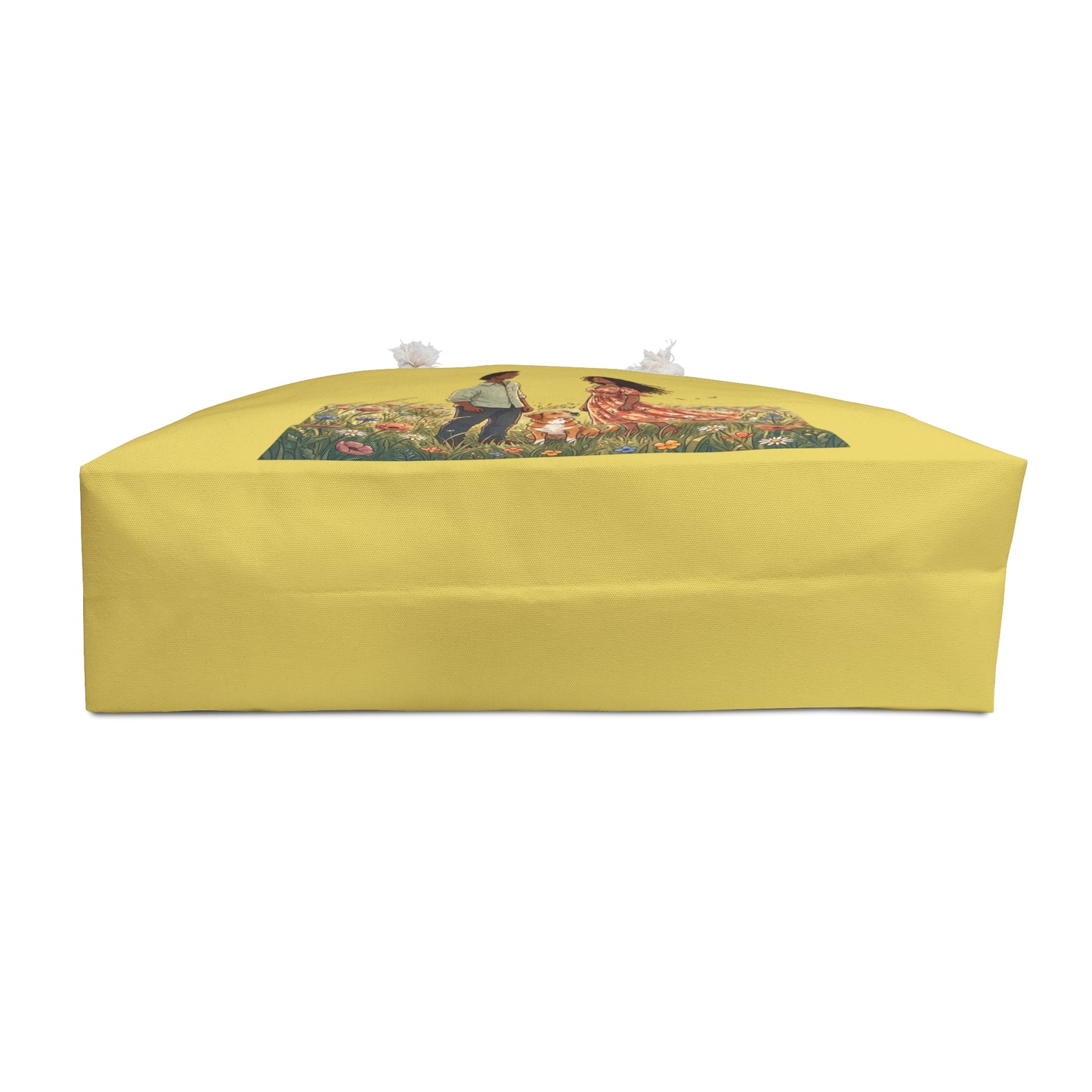Romantic Meadow Couple Weekender Bag — Floral Field Travel Tote with Dog