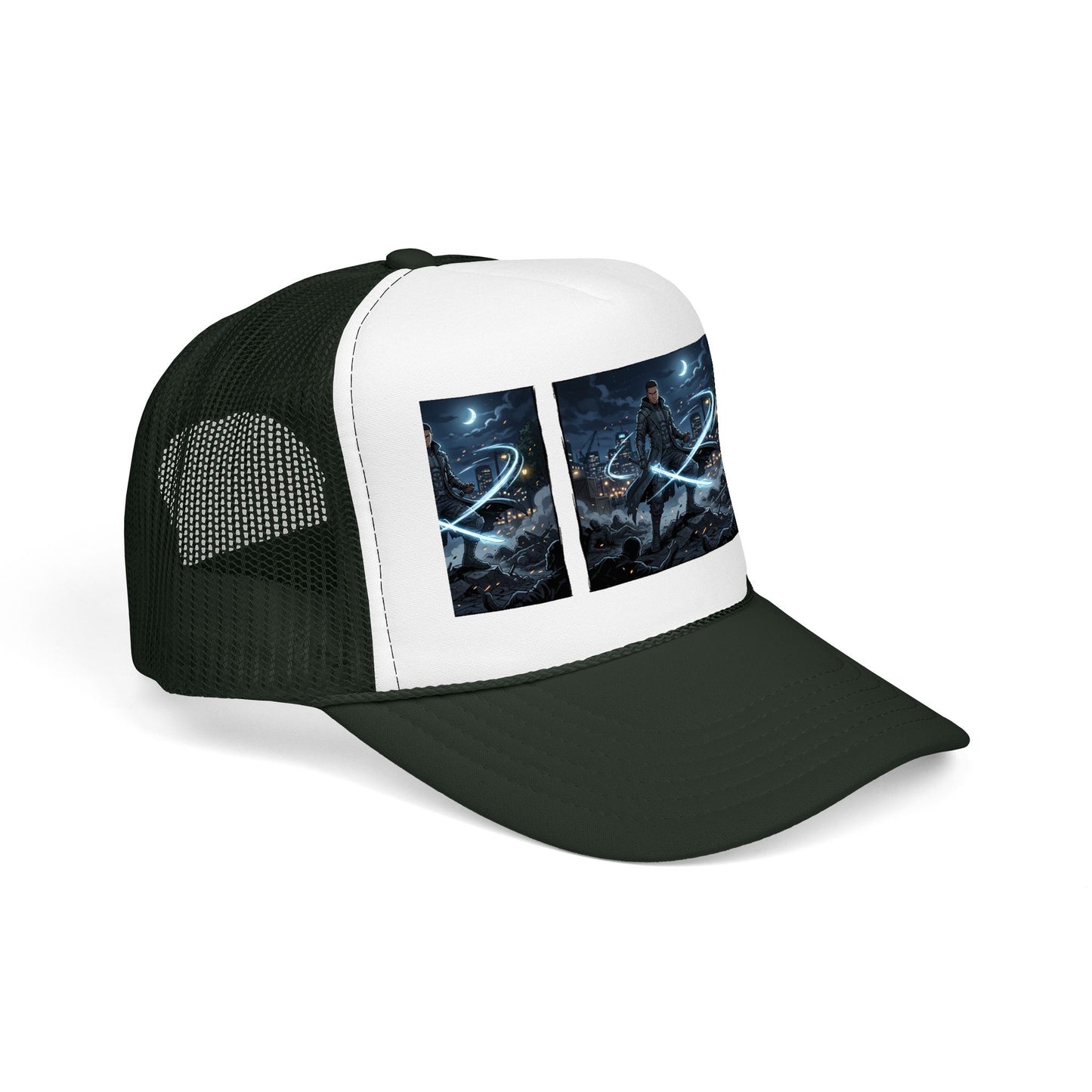 Trucker Hat — Neon Samurai Triptych Foam Trucker Cap