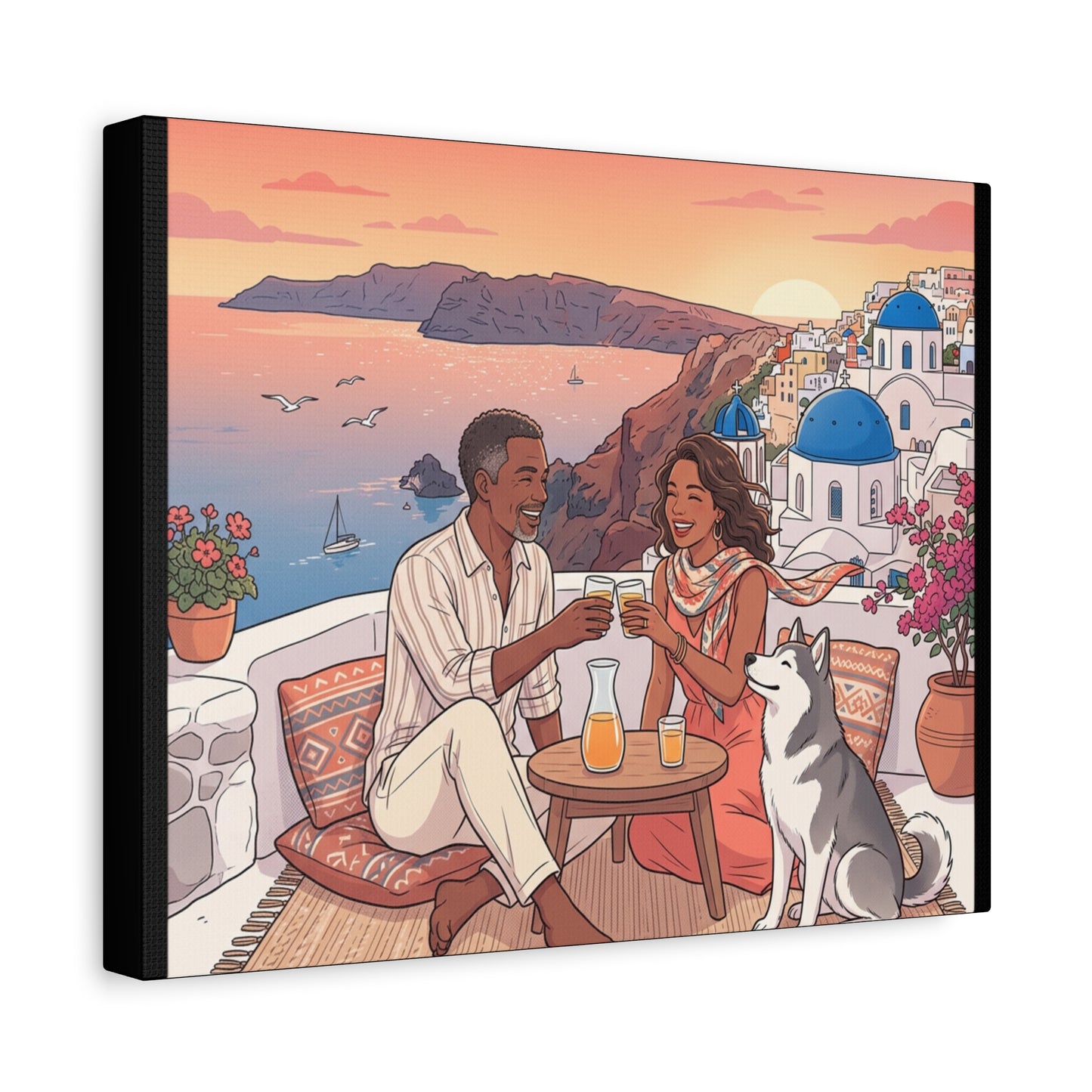 Santorini, Greece – “Sunset Serenade - Matte Canvas, Stretched, 1.25"