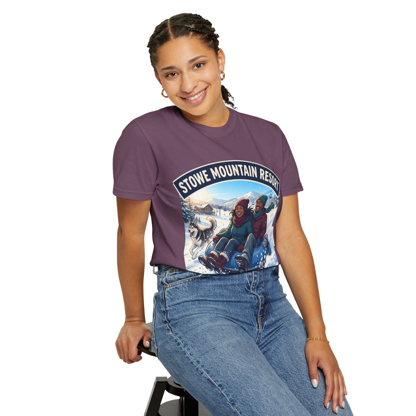 Stowe Mountain Resort Snow Tubing T-Shirt — "Vermont Joy" Winter Apparel