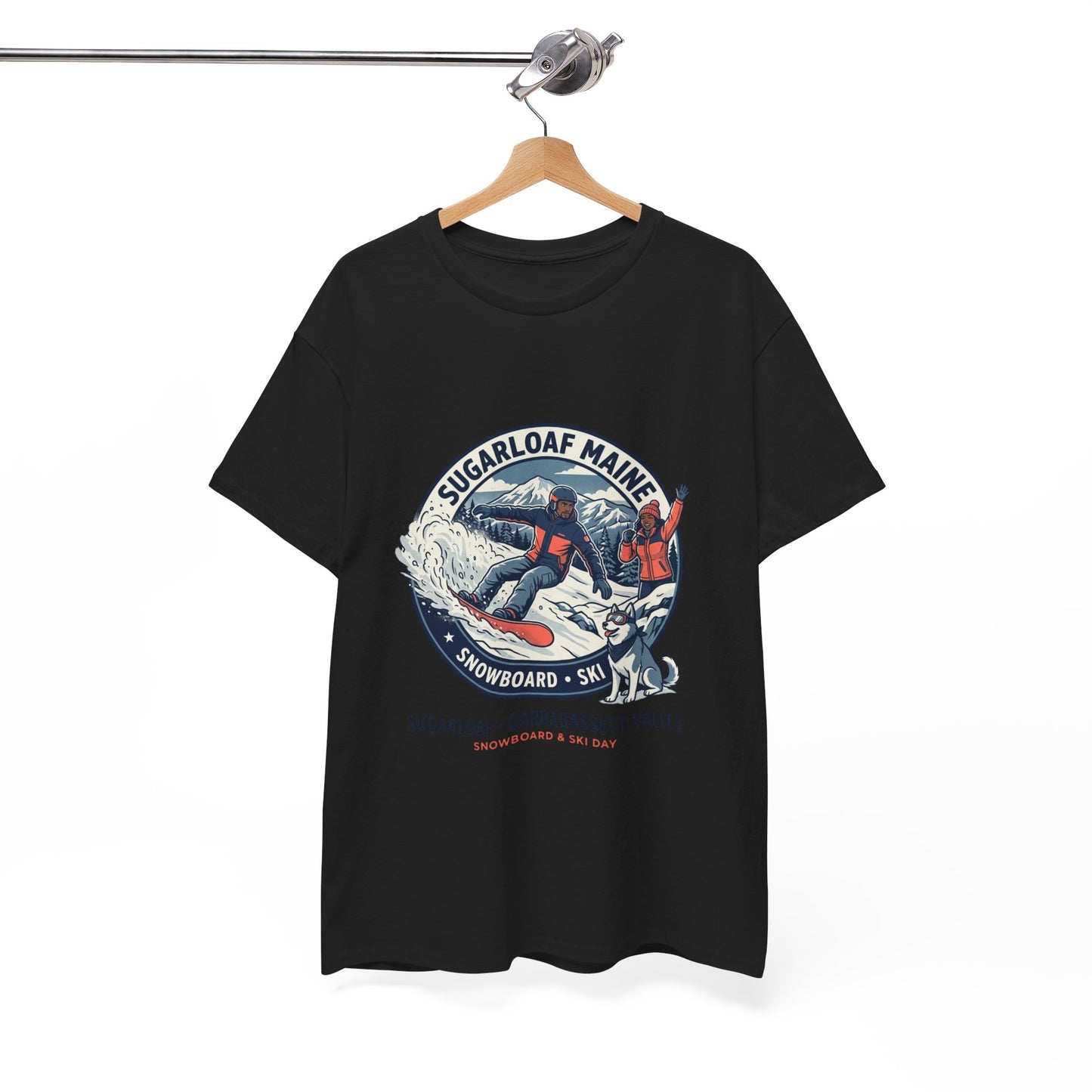 Sugarloaf Maine Snowboard & Ski T‑Shirt — Sugarloaf‑Carrabassett Valley Retro Graphic Tee