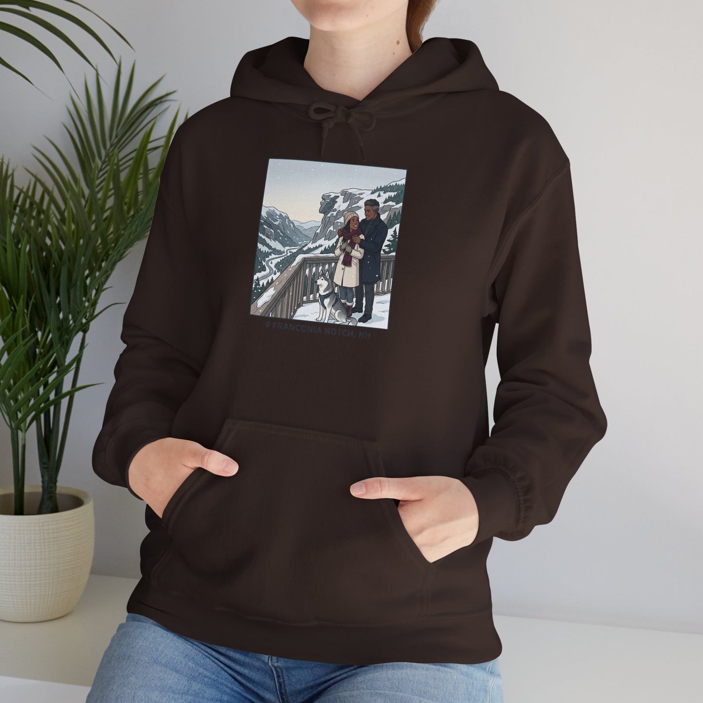 Winter Couple Photo Hoodie — Vintage Alps Travel Graphic Sweatshirt