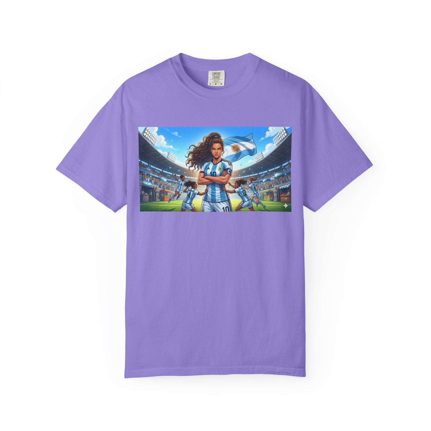 Argentina Soccer Heroine Stadium T-Shirt – Female Soccer Player Graphic Tee