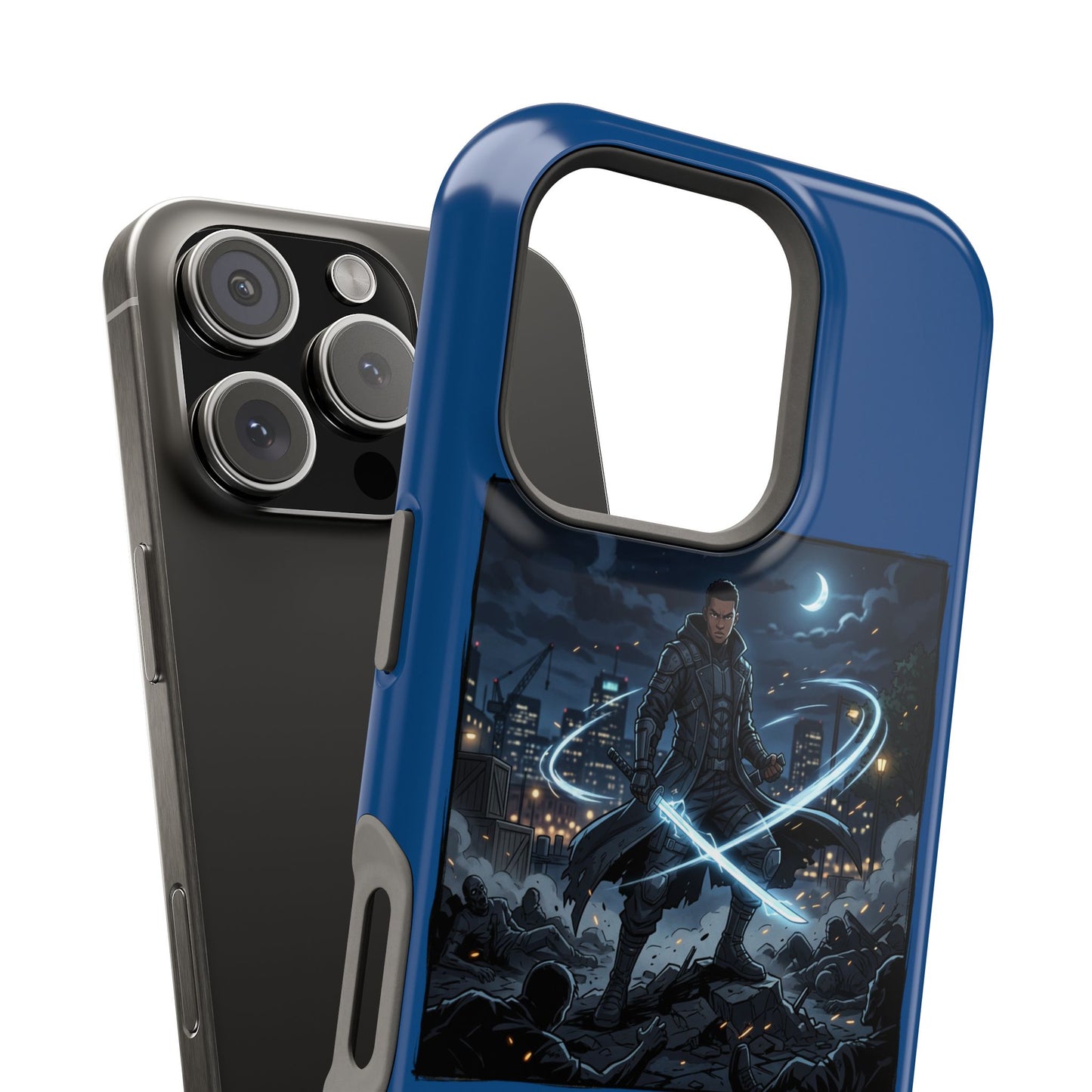Magnetic Impact-Resistant Phone Case — Night Warrior Sci‑Fi Design