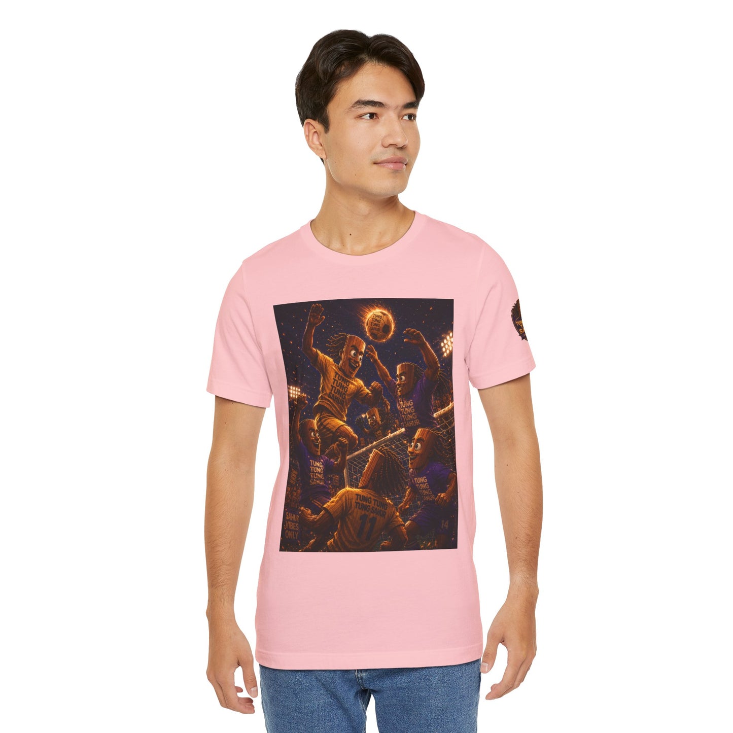 Tung Tung Tung Sahur Header Goal Soccer Action Graphic Tee — Team Court Night Design