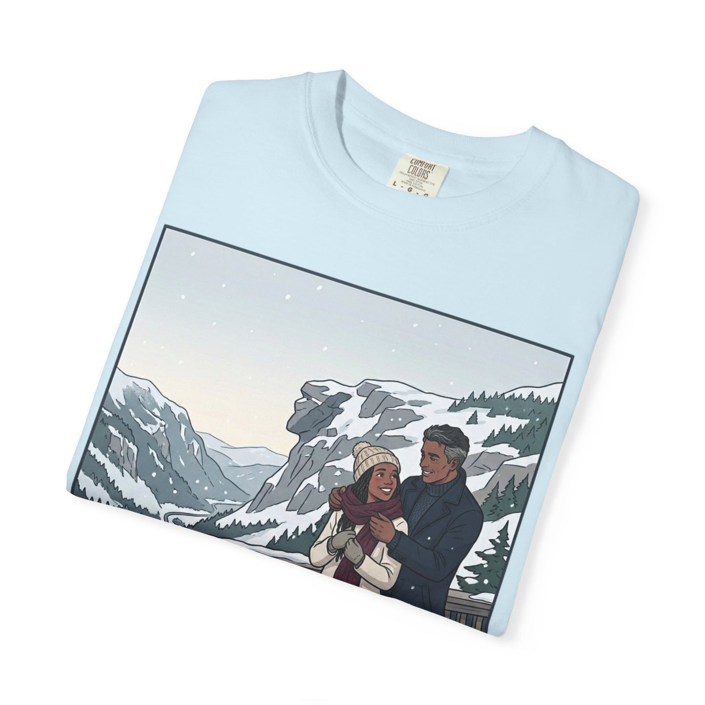 Franconia Notch NH Winter View T-Shirt — Scenic Couple & Husky Travel Tee