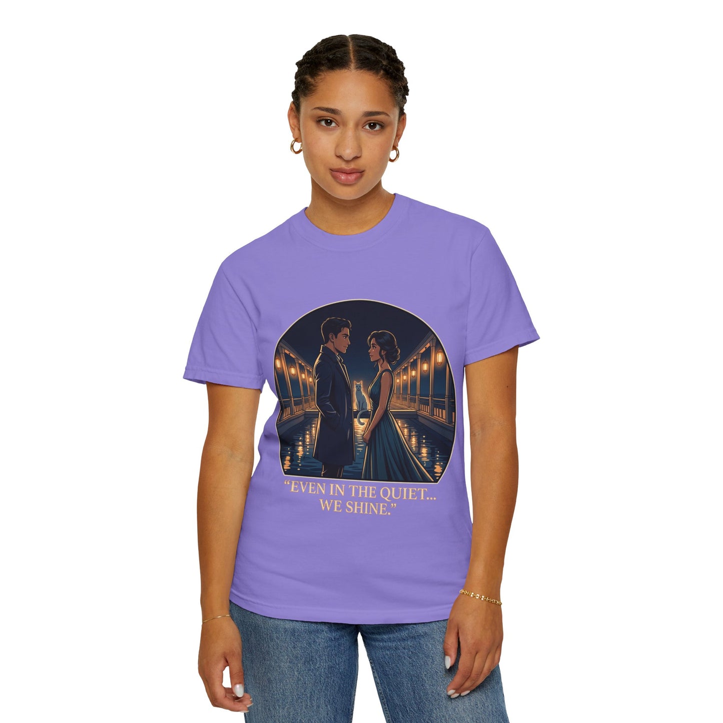 Romantic Night Stroll T-Shirt — "Even in the Quiet... We Shine" Graphic Tee