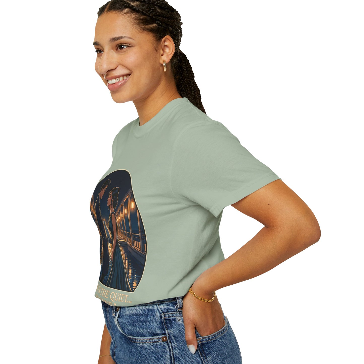 Romantic Night Stroll T-Shirt — "Even in the Quiet... We Shine" Graphic Tee