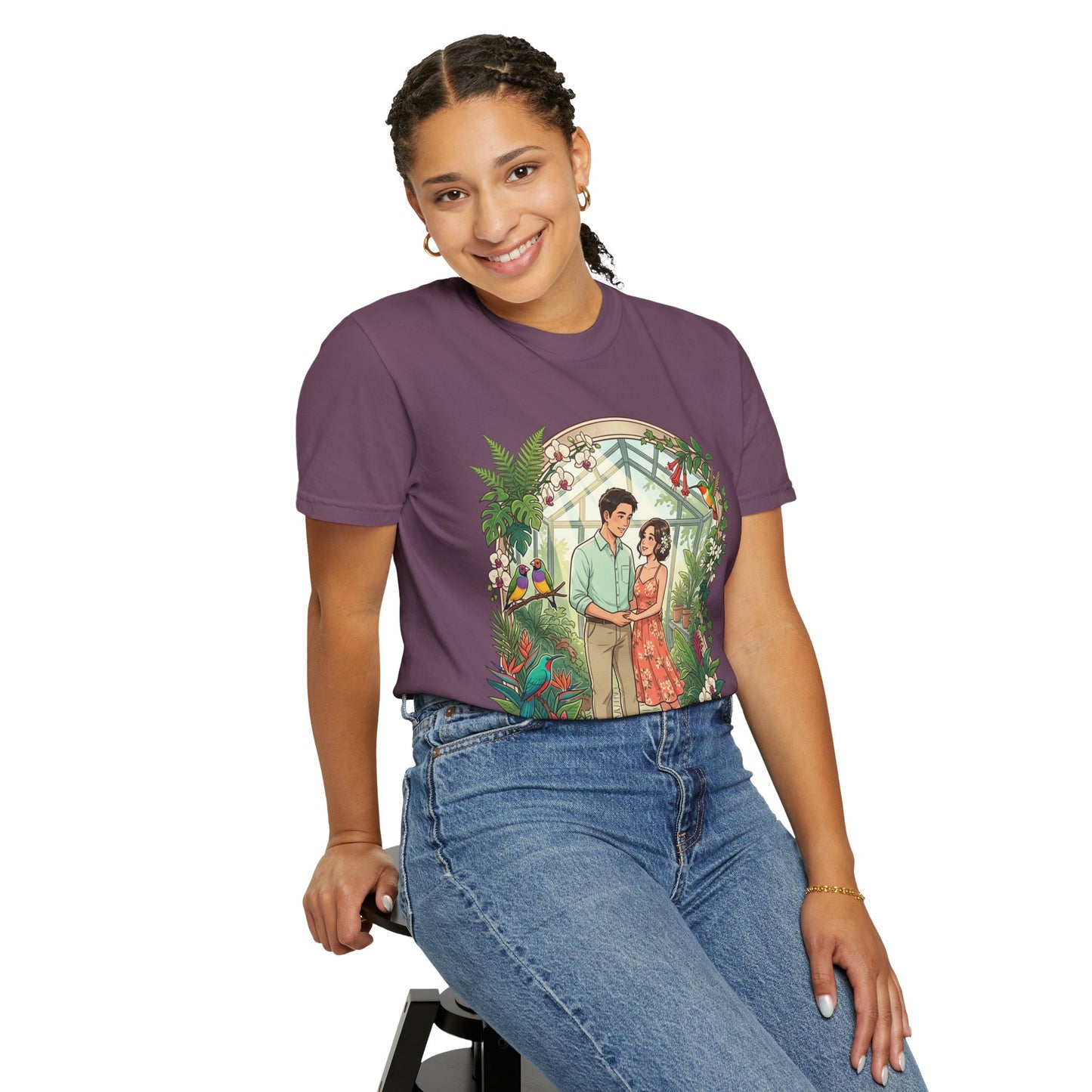 Romantic Greenhouse Couples T-Shirt — “Love Grows Where We Nurture It”