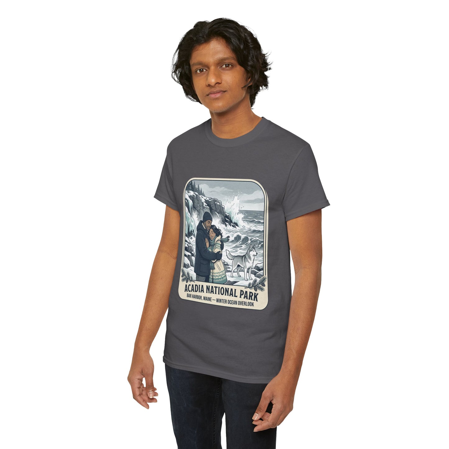 Acadia National Park Tee — Coastal Winter Couple Graphic