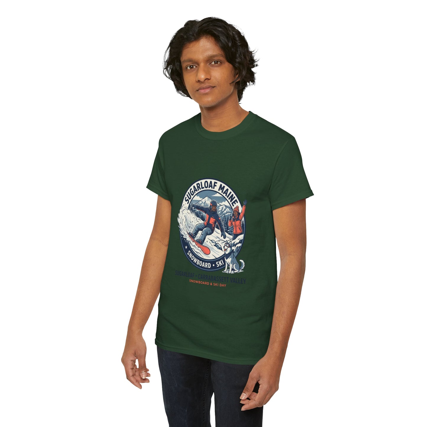 Sugarloaf Maine Snowboard & Ski T‑Shirt — Sugarloaf‑Carrabassett Valley Retro Graphic Tee