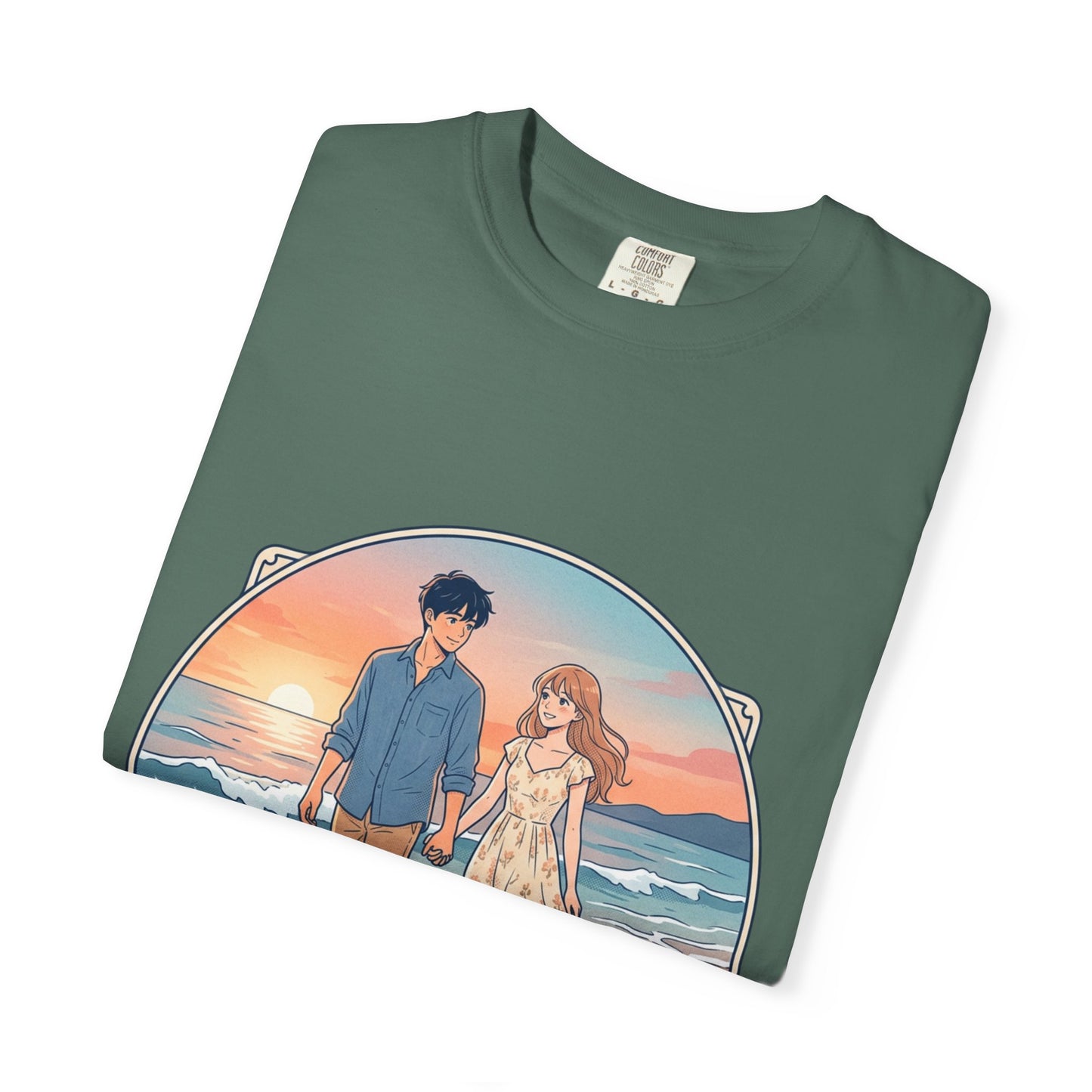 Sunset Lovers Beach T-Shirt — Romantic Couple Graphic Tee