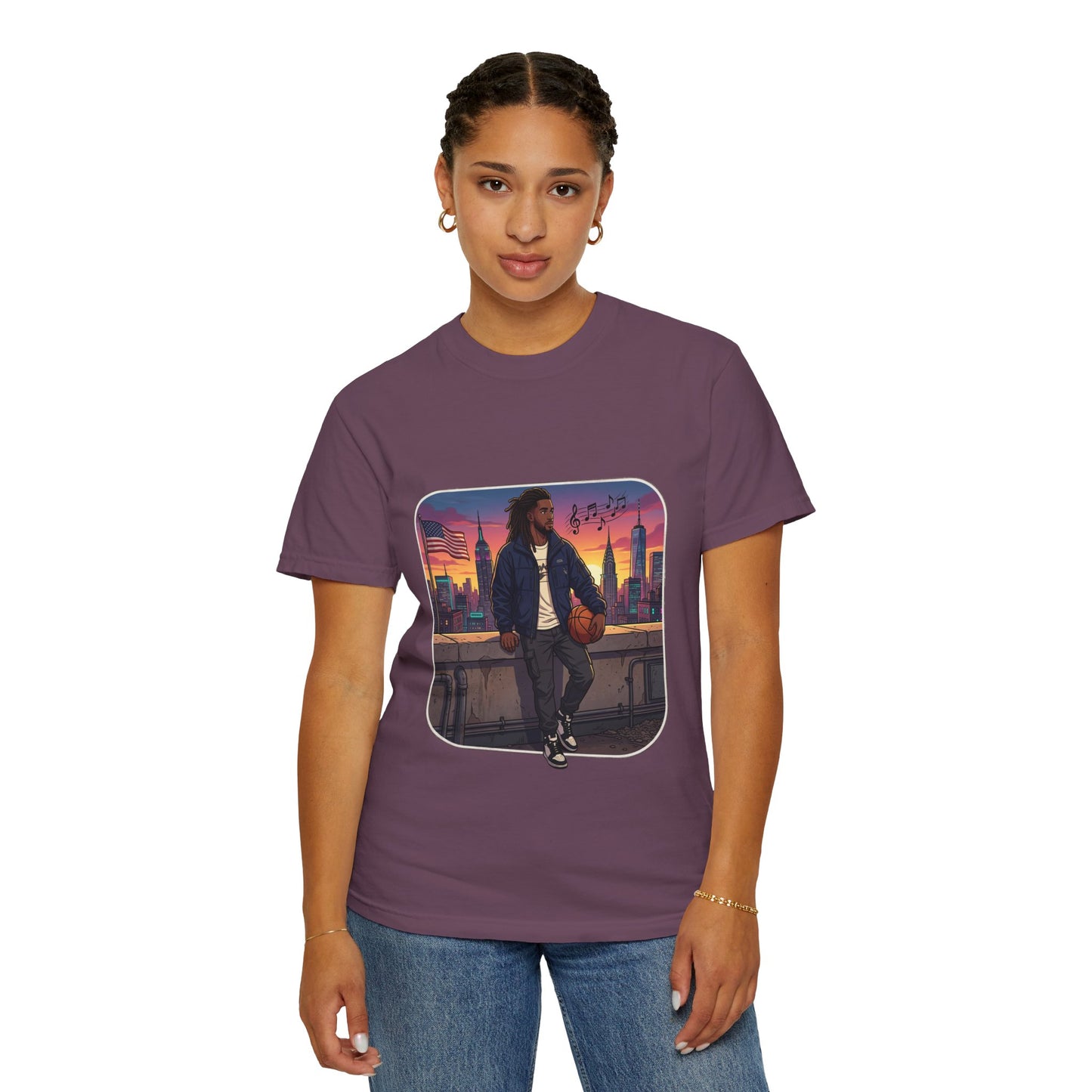City Sunset Basketball Player T-Shirt — Urban Hoop Lifestyle Tee
