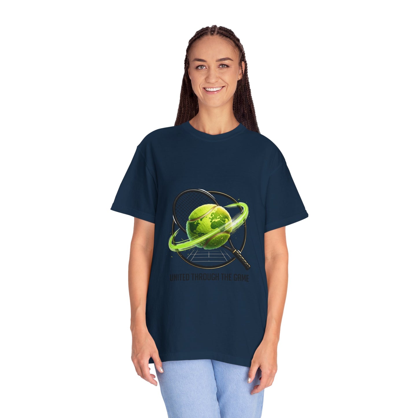 Tennis Globe T‑Shirt — "United Through the Game" Sports Tee