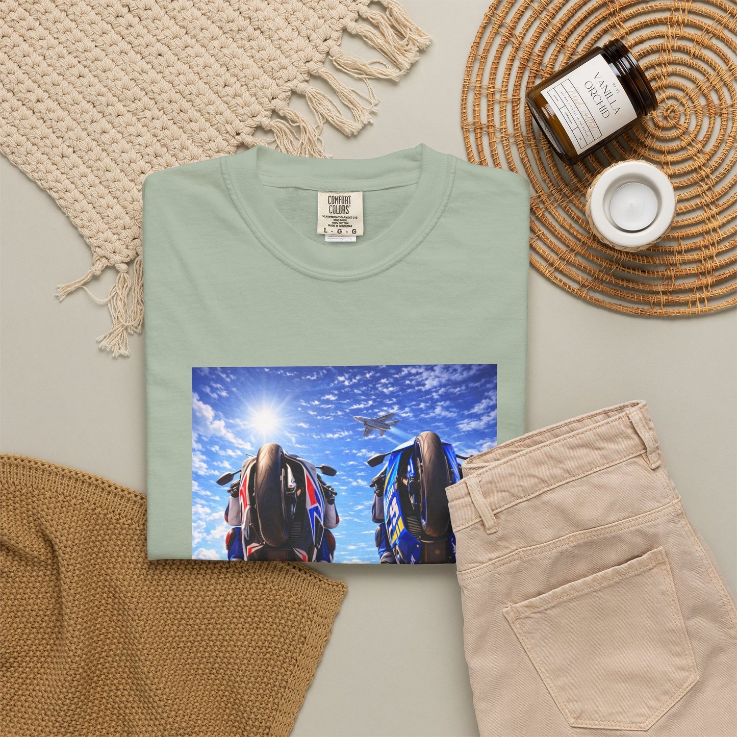 Motorcycle Sunset T-Shirt — Two Bikes Riding Into the Horizon