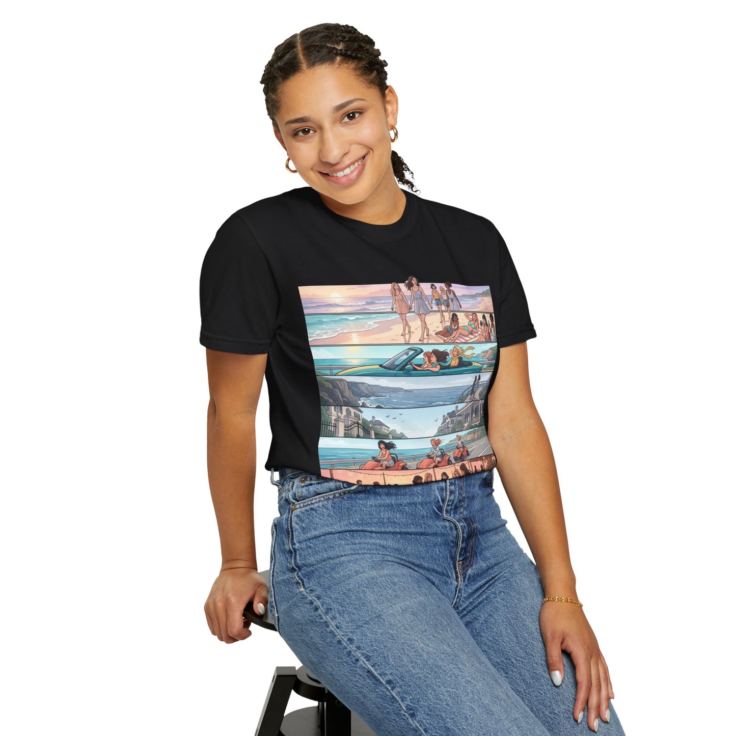 Beach Day Comic Panel T-Shirt — 'Meet Me Where the Waves' Graphic Tee