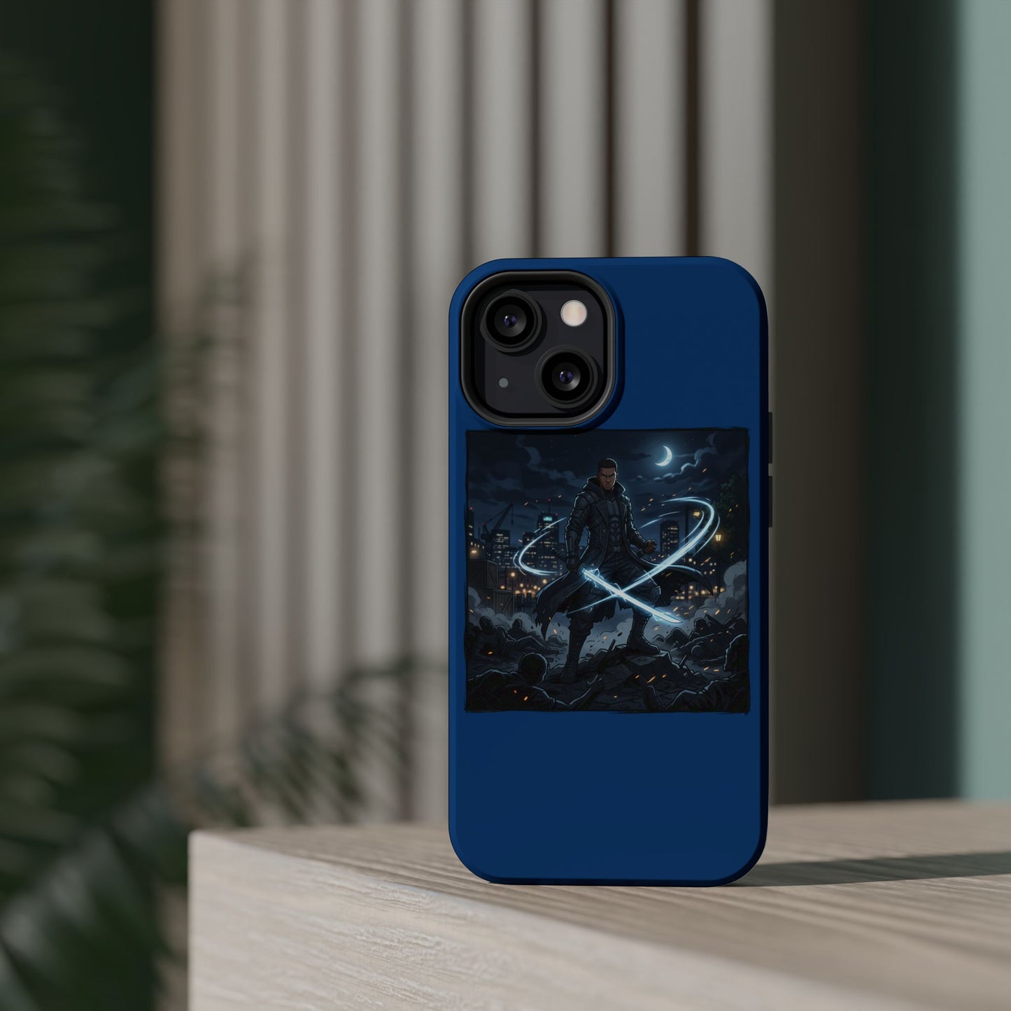 Magnetic Impact-Resistant Phone Case — Night Warrior Sci‑Fi Design