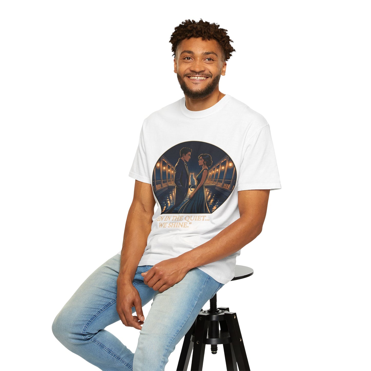 Romantic Night Stroll T-Shirt — "Even in the Quiet... We Shine" Graphic Tee
