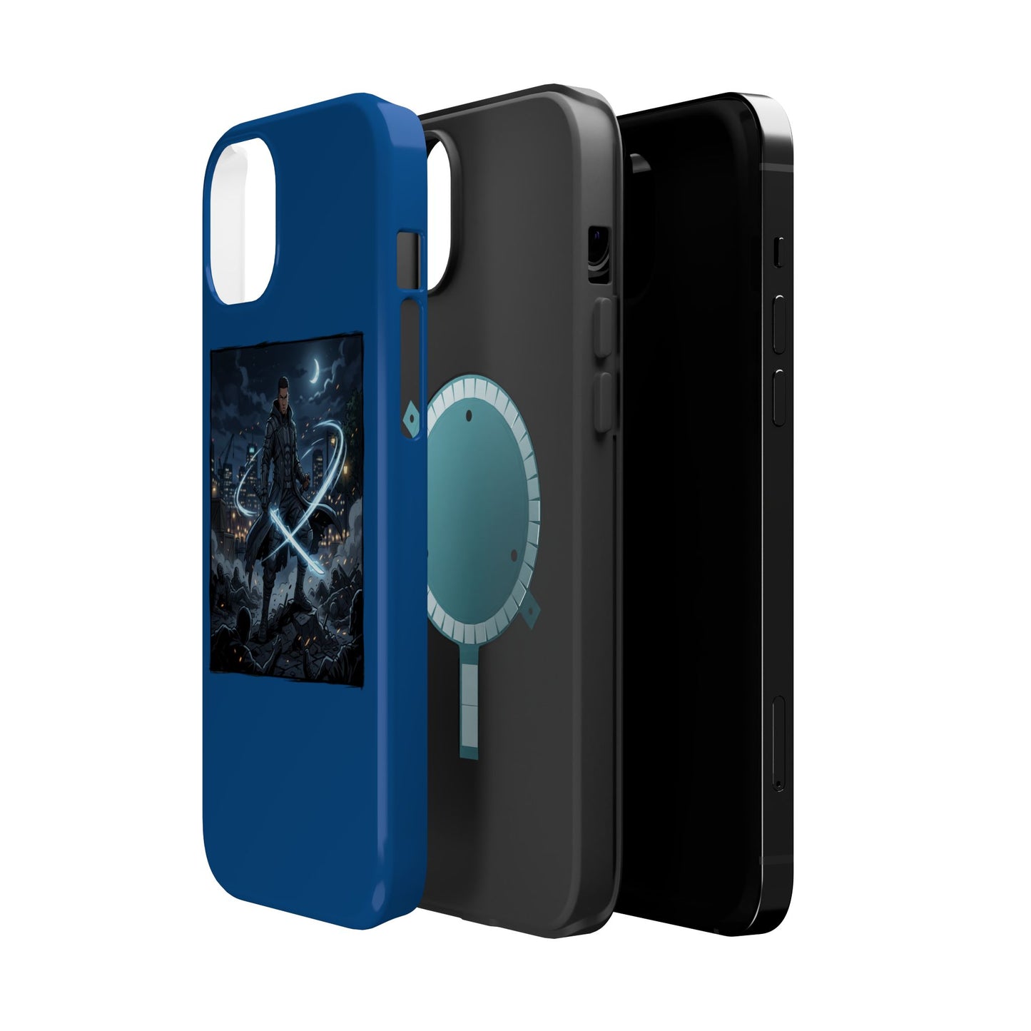 Magnetic Impact-Resistant Phone Case — Night Warrior Sci‑Fi Design
