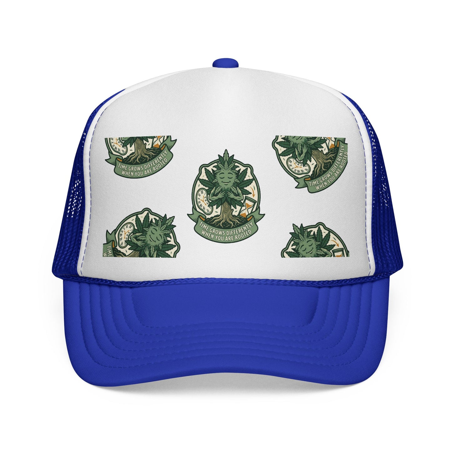 Trucker Cap — Green Botanical Crest Pattern