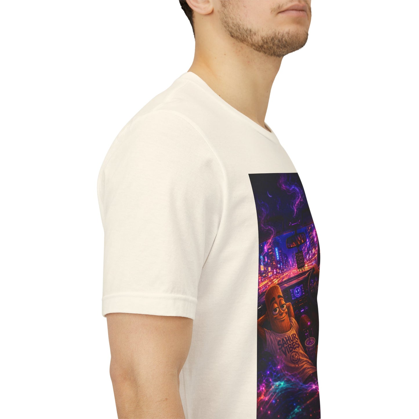 Tung Tung Tung Sahur Who Ride Like Us T-Shirt — Night Cruise Vaporwave Graphic Tee