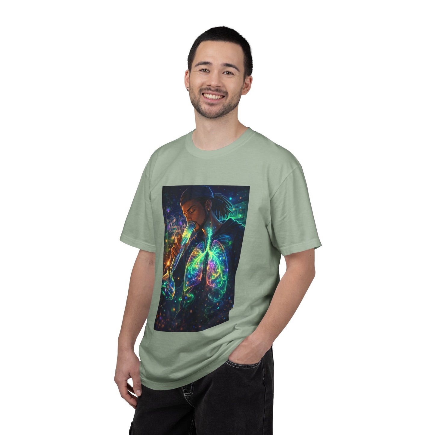 Cosmic Lungs T-Shirt — Neon Anatomical Art Tee