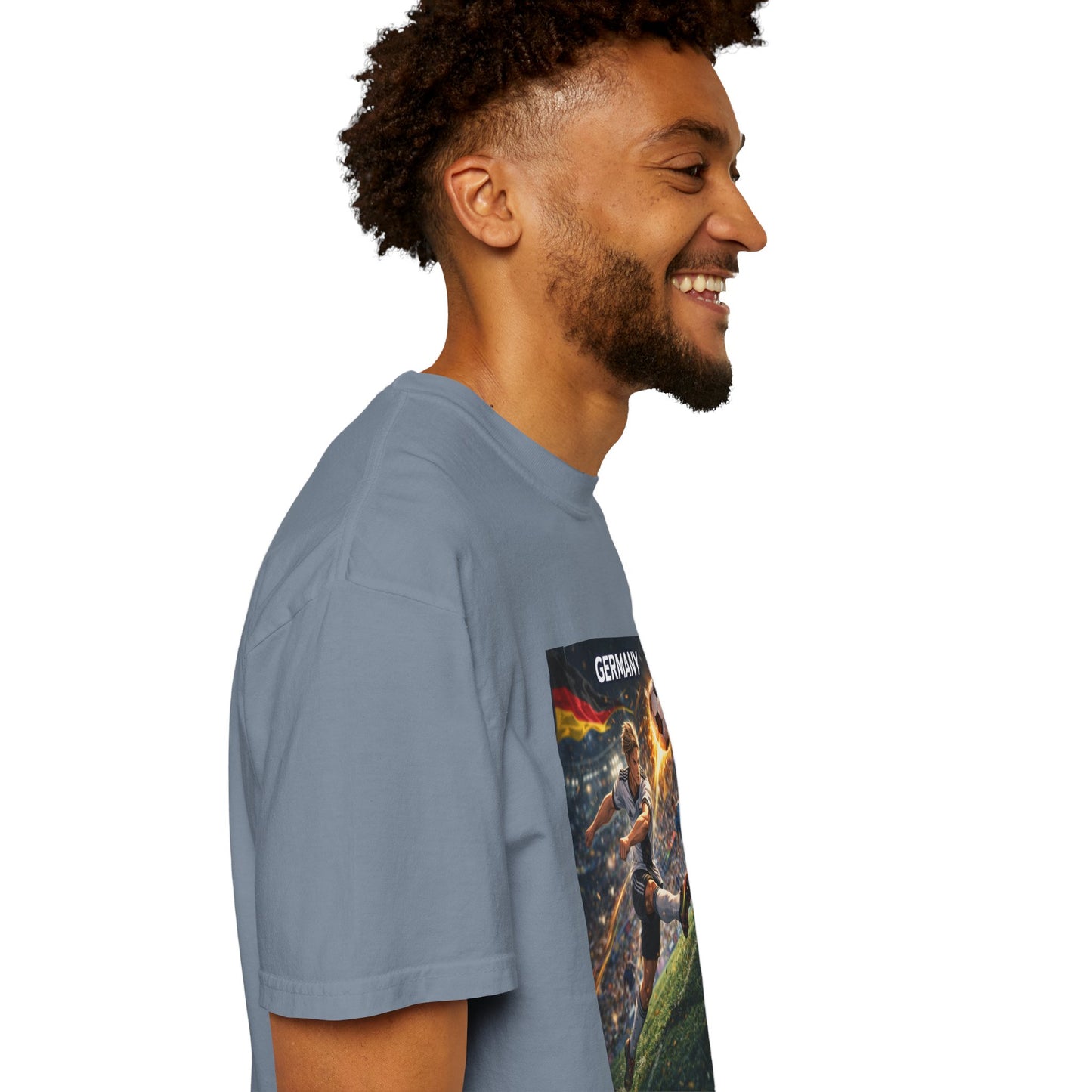 Germany Soccer Player Graphic T-Shirt — Retro Football Stadium Print
