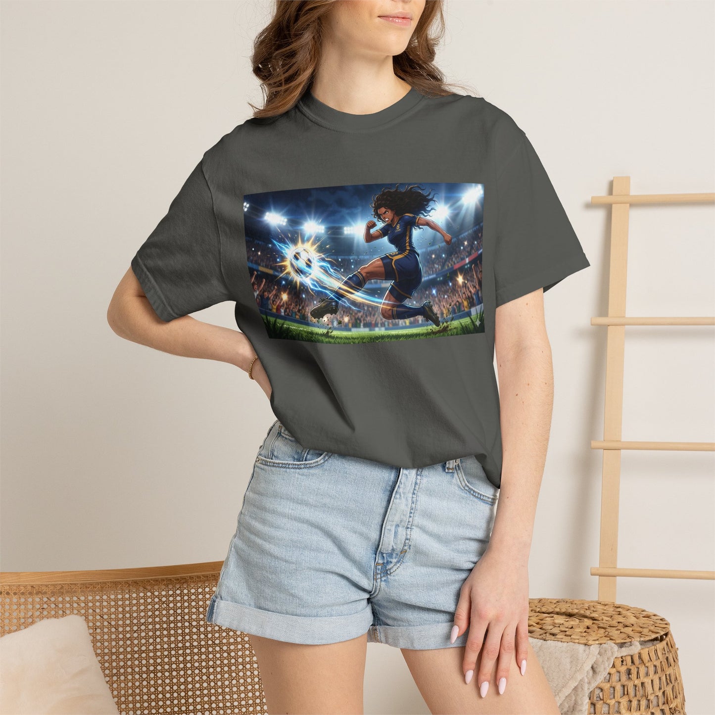 Soccer Kick Graphic T-Shirt — Energetic Stadium Football Design