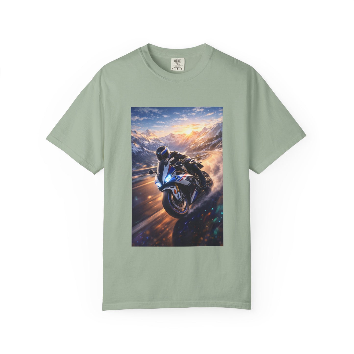 BMW S1000RR ALPINE GHOST RIDE - T‑Shirt — Sportbike Skyline Graphic Tee