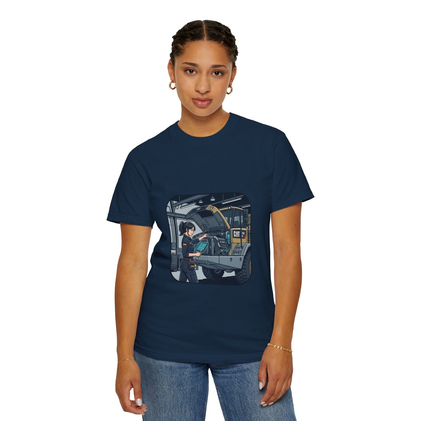 Mechanic Garage Scene T-Shirt — Vintage Truck Repair Illustration