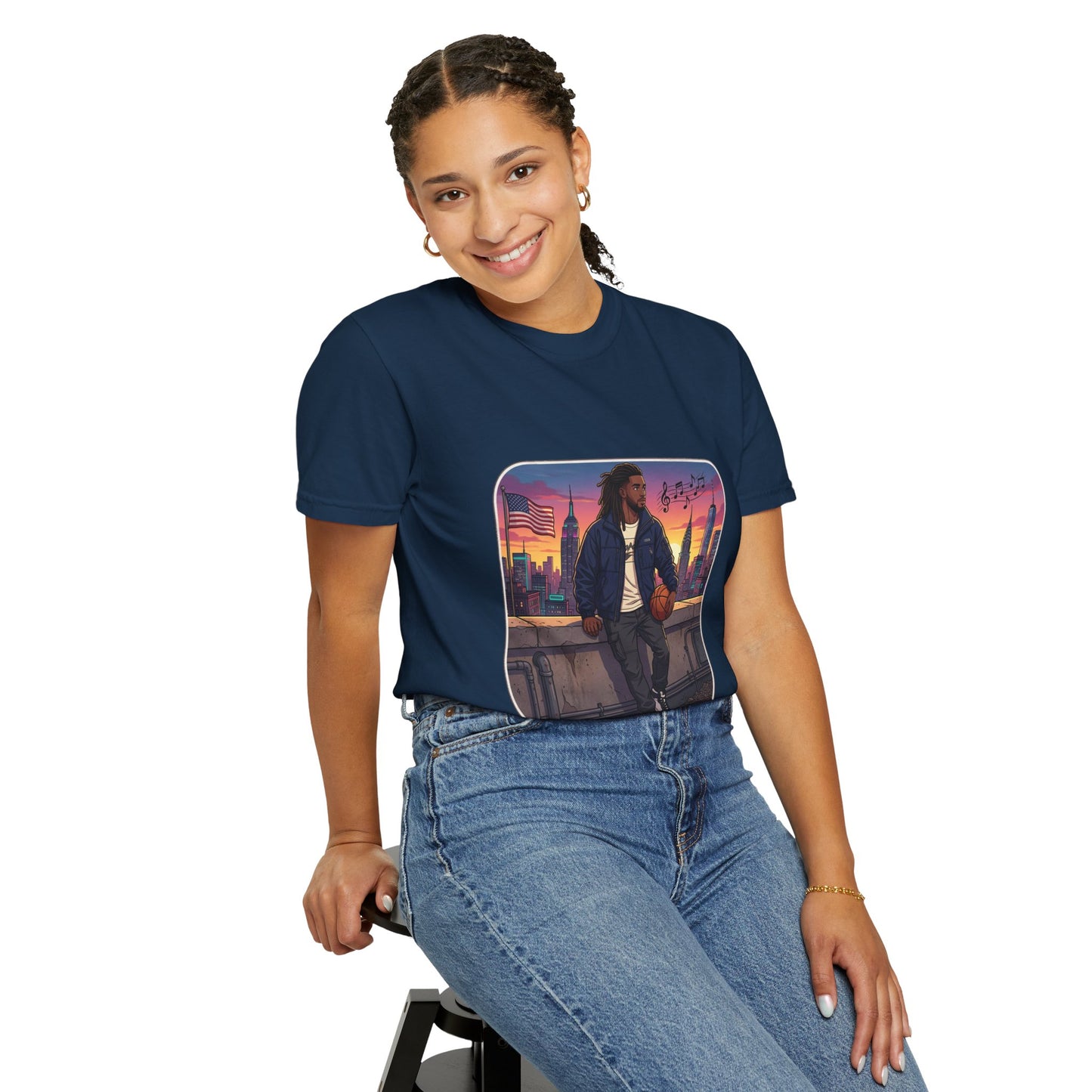 City Sunset Basketball Player T-Shirt — Urban Hoop Lifestyle Tee