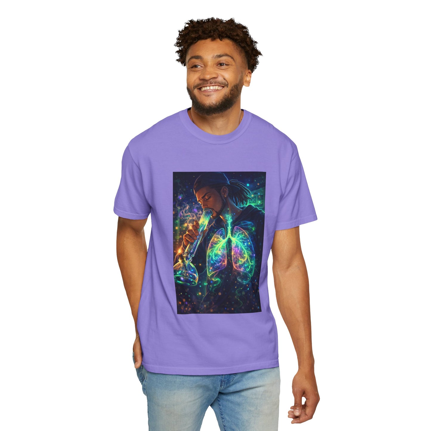 Cosmic Lungs T-Shirt — Neon Anatomical Art Tee