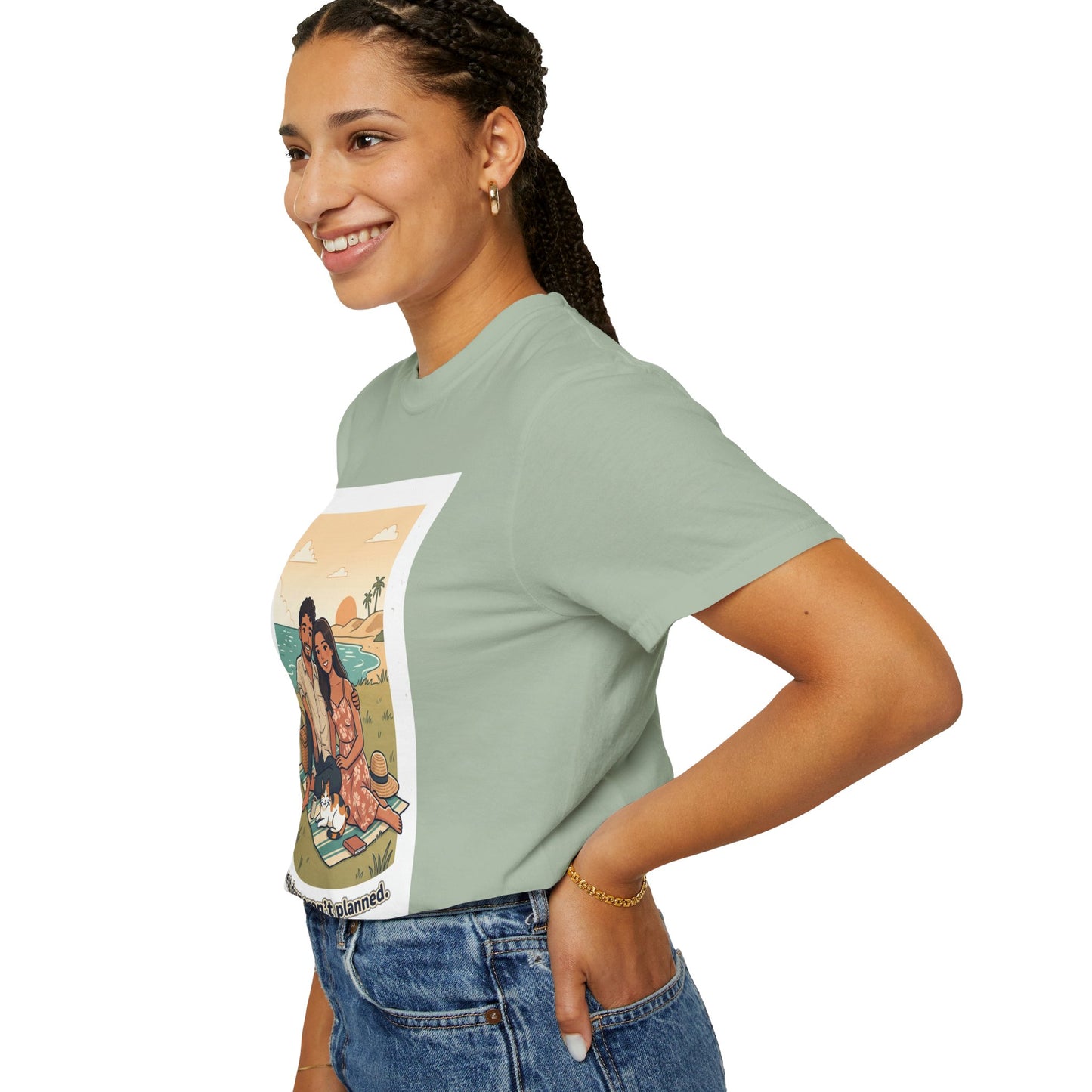 Beach Picnic Couple T‑Shirt — “The best days aren’t planned.” Relaxed Vacation Tee