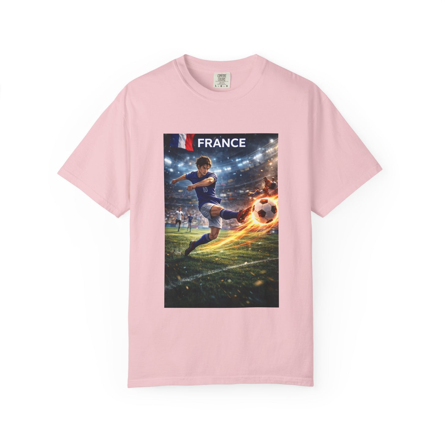 France Soccer Player Graphic T-Shirt — Football Kick Stadium Design