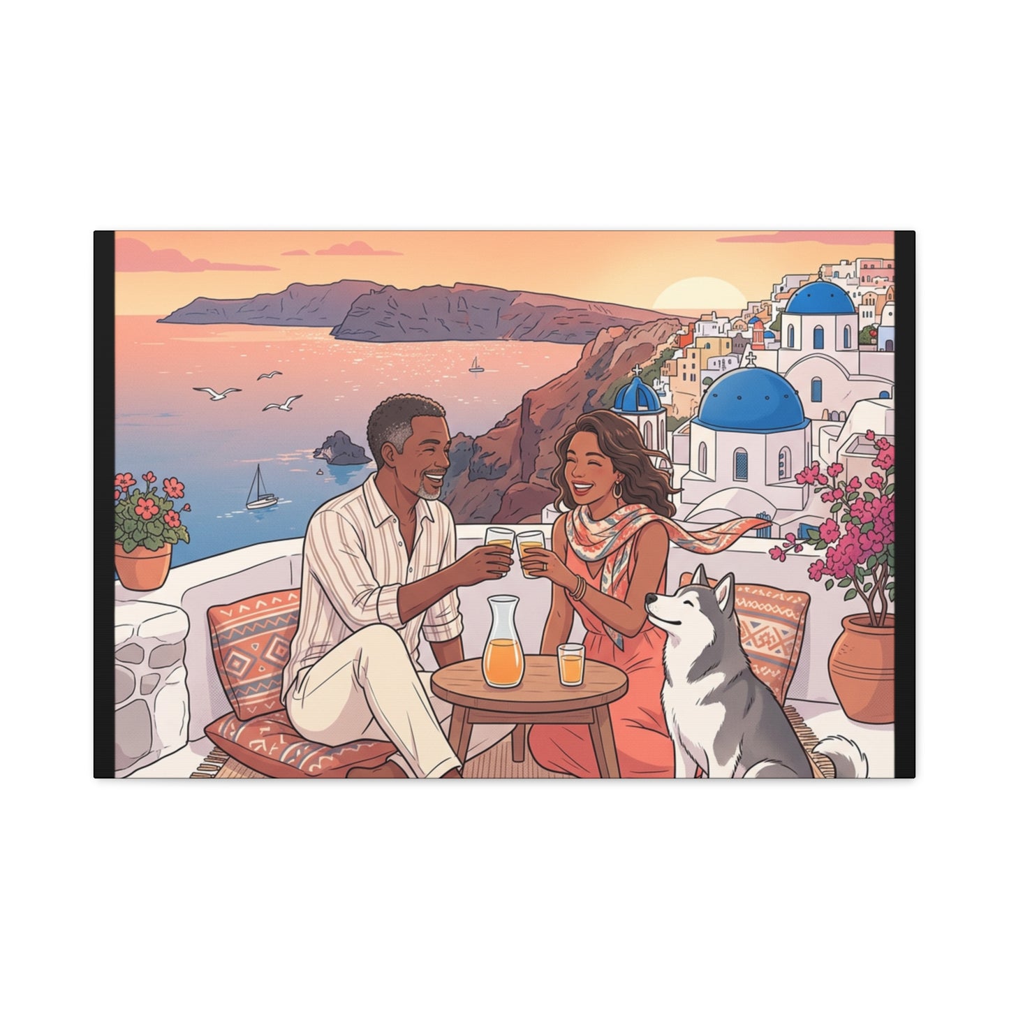 Santorini, Greece – “Sunset Serenade - Matte Canvas, Stretched, 1.25"