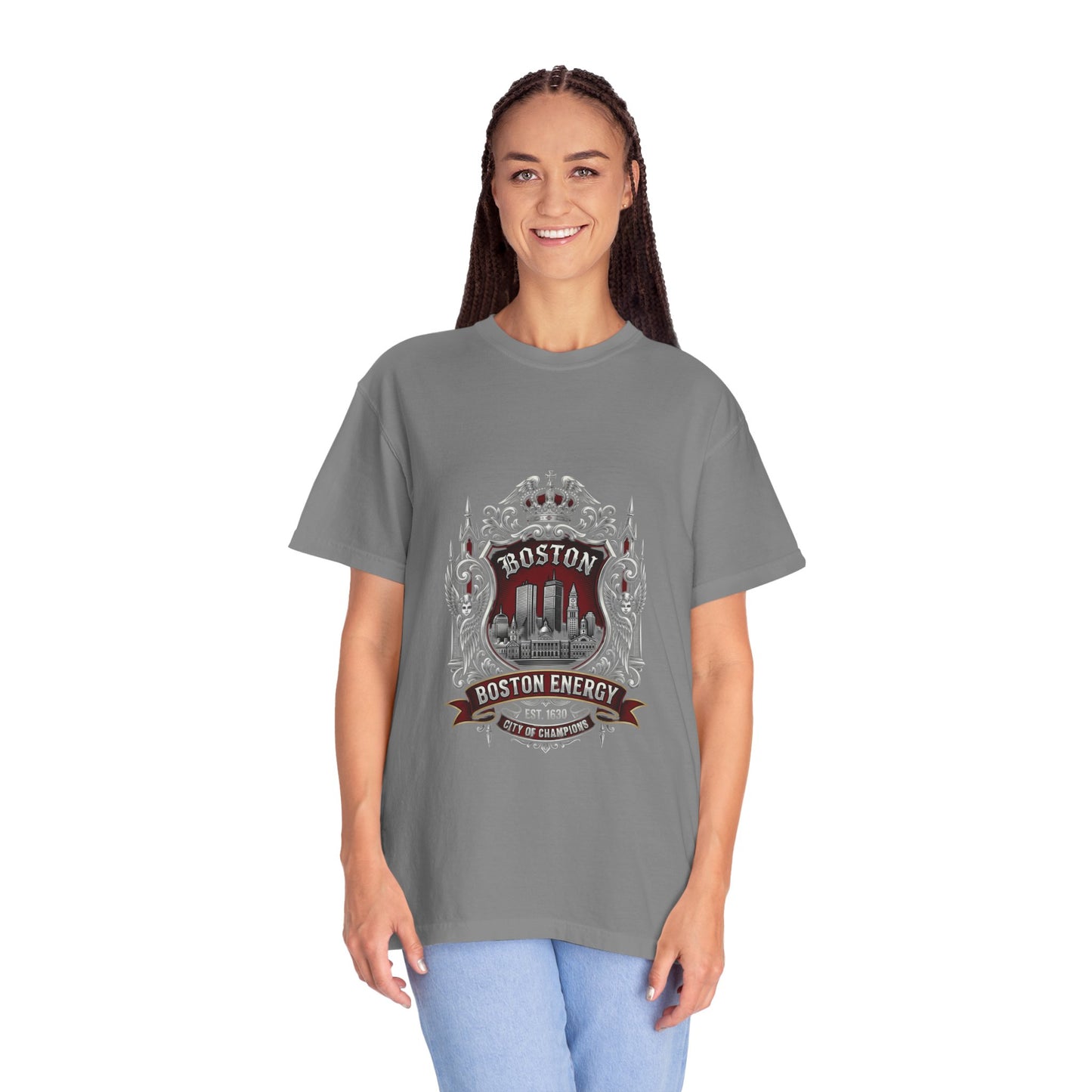Boston Energy Vintage Crest T-Shirt — Retro City Skyline Tee