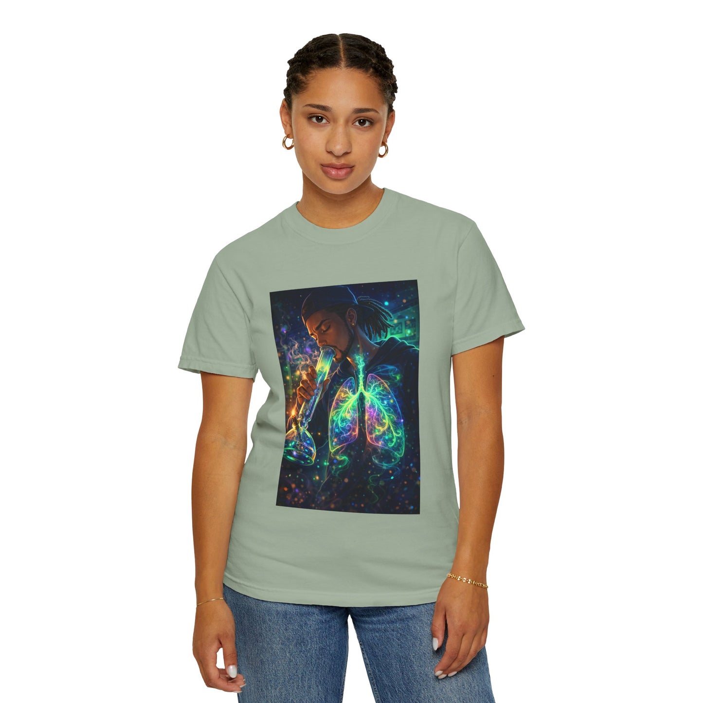 Cosmic Lungs T-Shirt — Neon Anatomical Art Tee