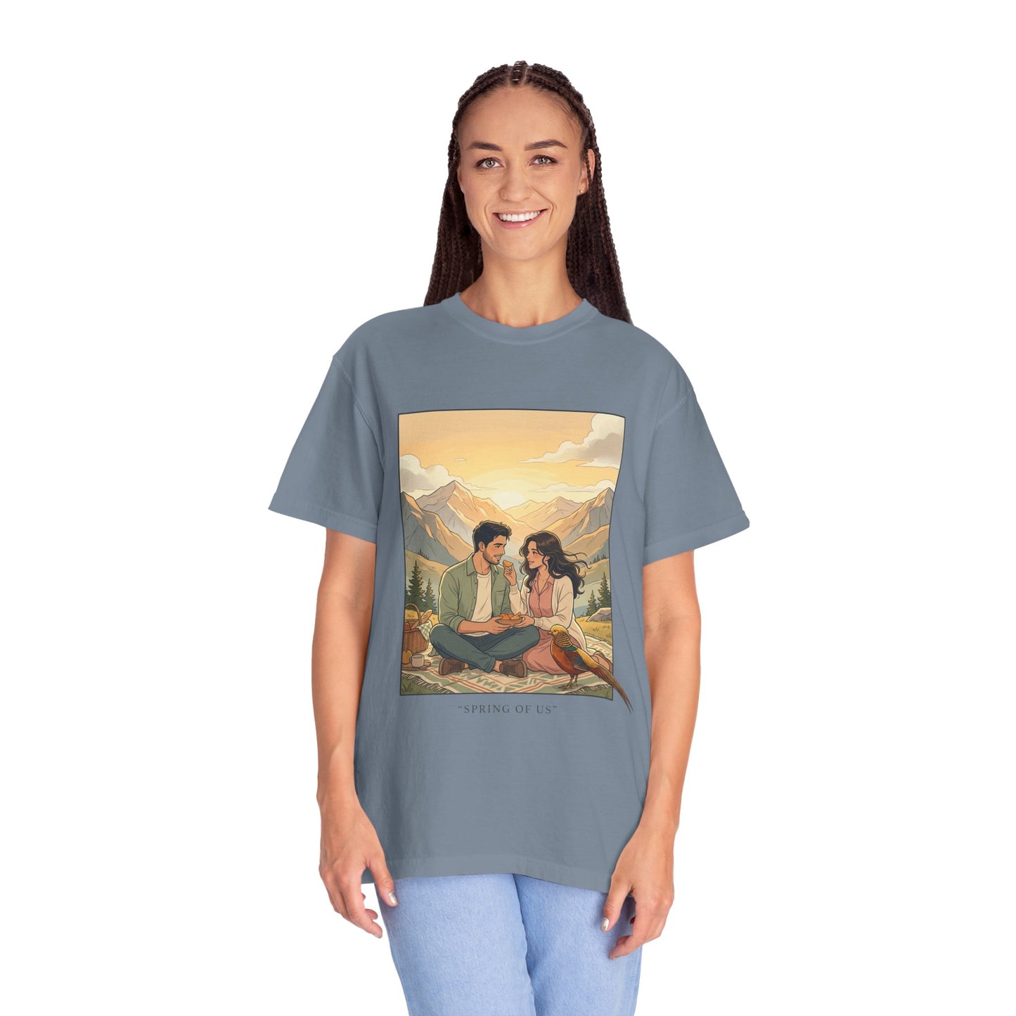 Couples Mountain Picnic T-Shirt — 'Opening Up' Scenic Graphic Tee