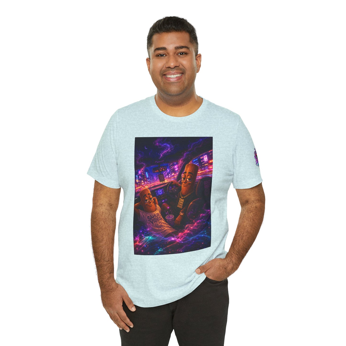 Tung Tung Tung Sahur Who Ride Like Us T-Shirt — Night Cruise Vaporwave Graphic Tee