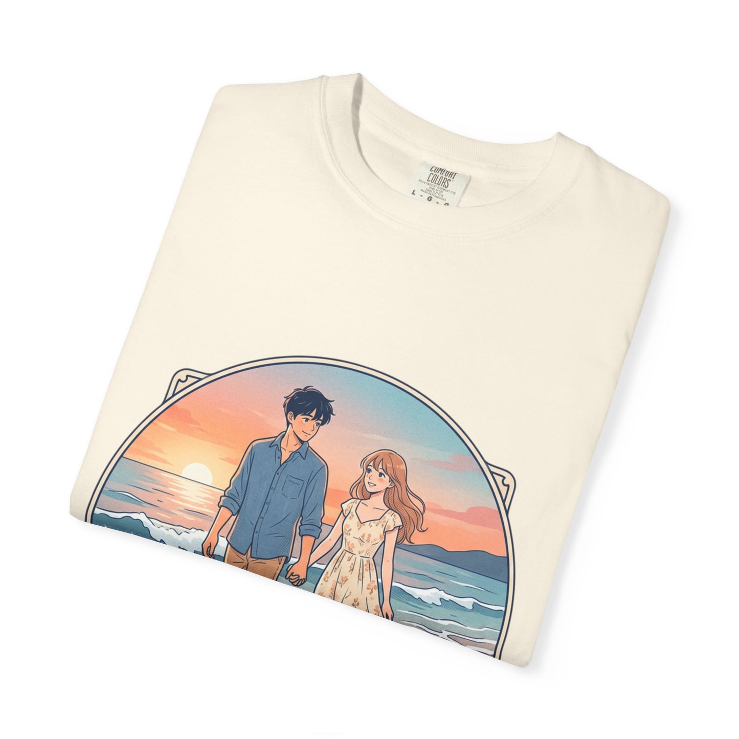 Sunset Lovers Beach T-Shirt — Romantic Couple Graphic Tee