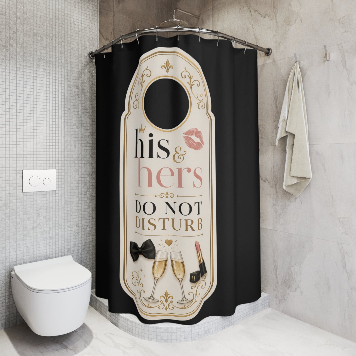 His & Hers 'Do Not Disturb' Shower Curtain – Luxury Couples Bathroom Decor