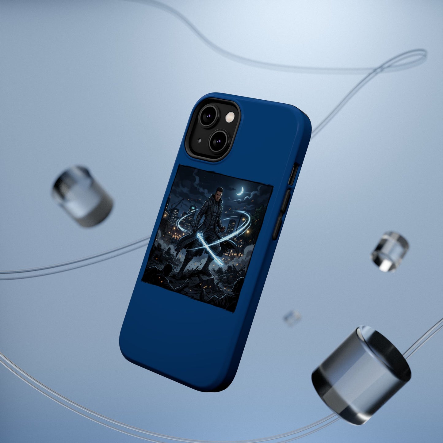 Magnetic Impact-Resistant Phone Case — Night Warrior Sci‑Fi Design
