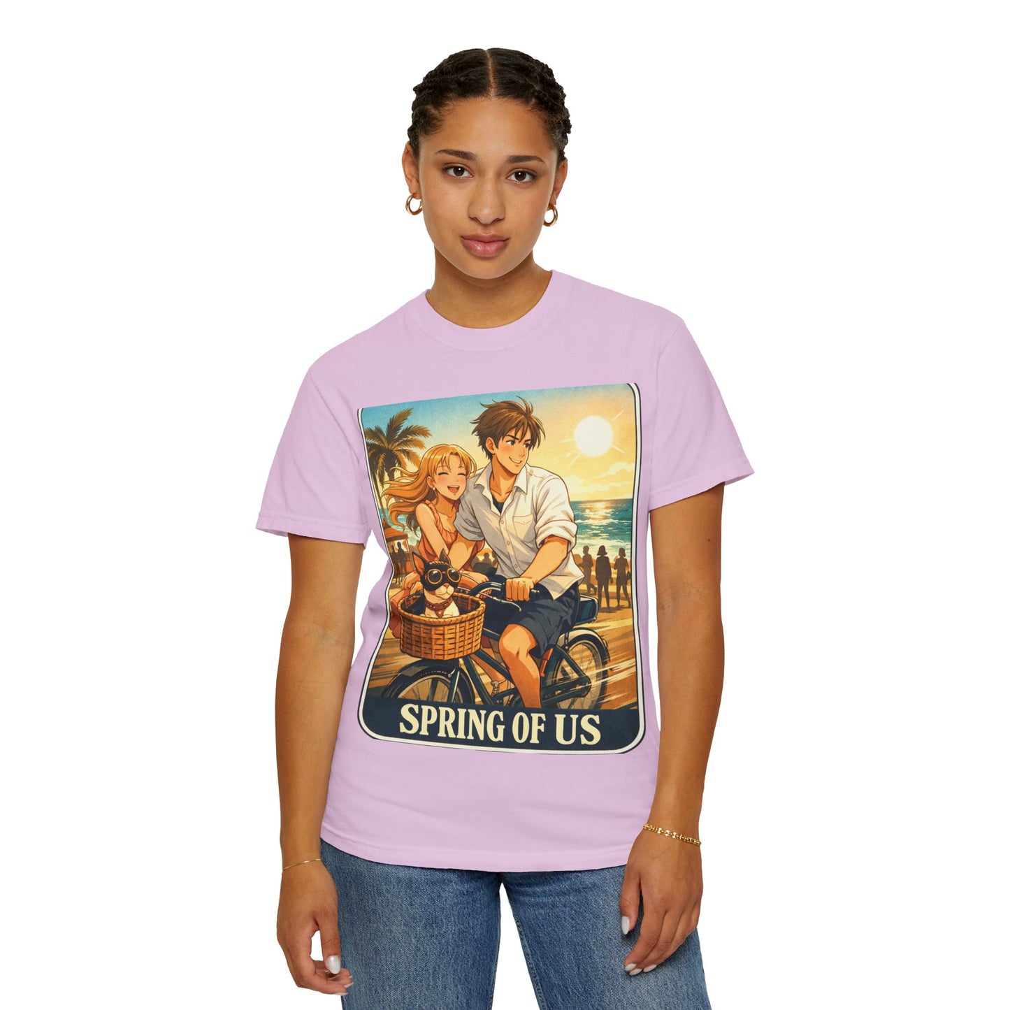 Spring of Us T-Shirt — Vintage Beach Couple Bicycle Design