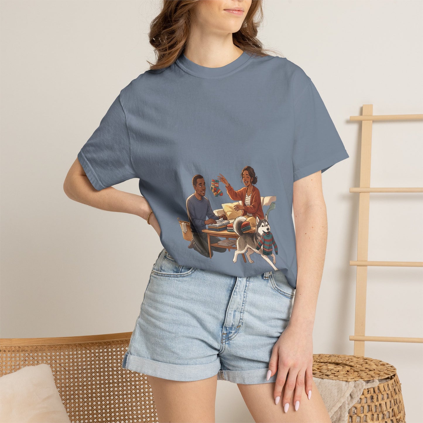 Picnic Cheers T-Shirt — Vintage Couple & Dog Illustration Tee