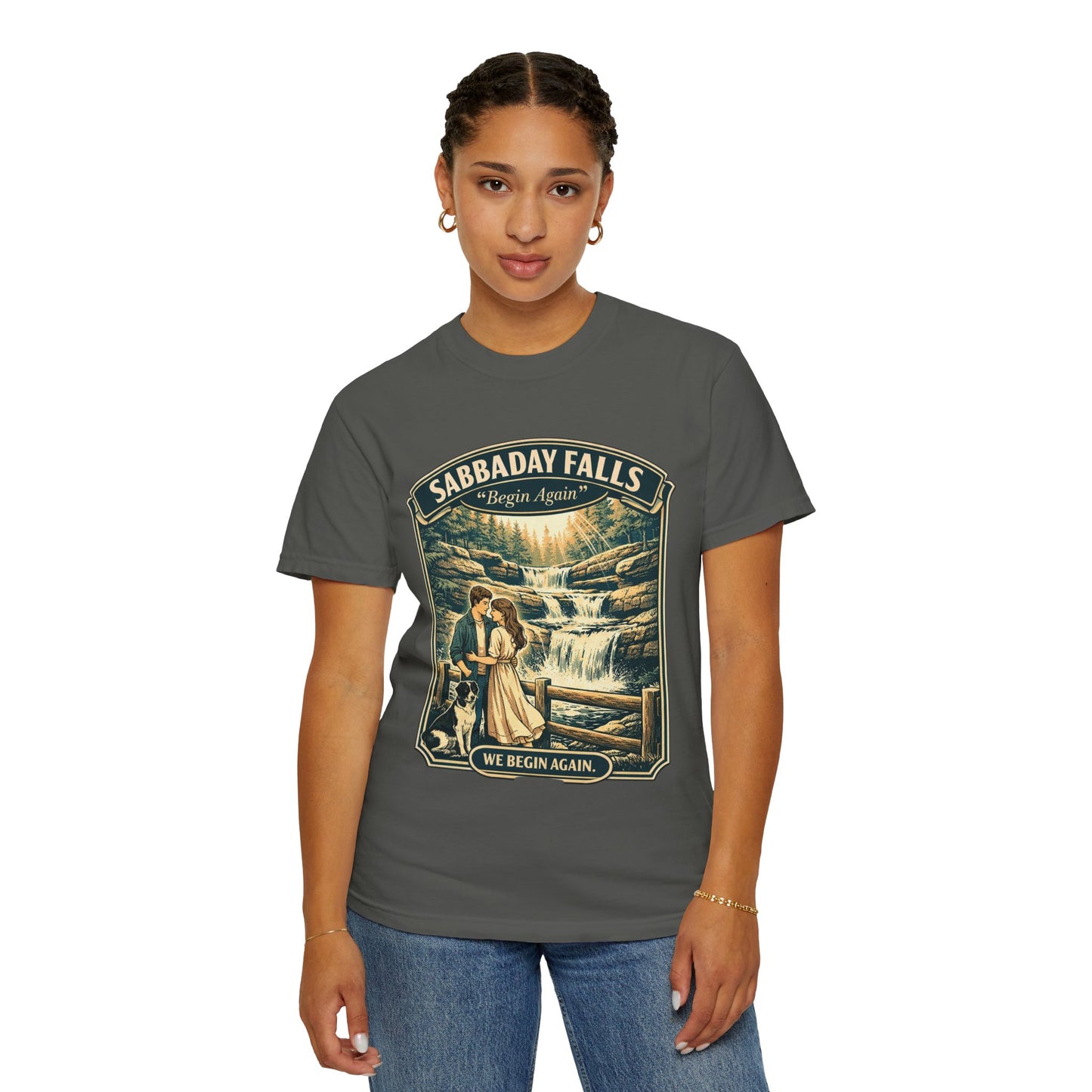 Sabbaday Falls 'We Begin Again' Vintage Nature T-Shirt