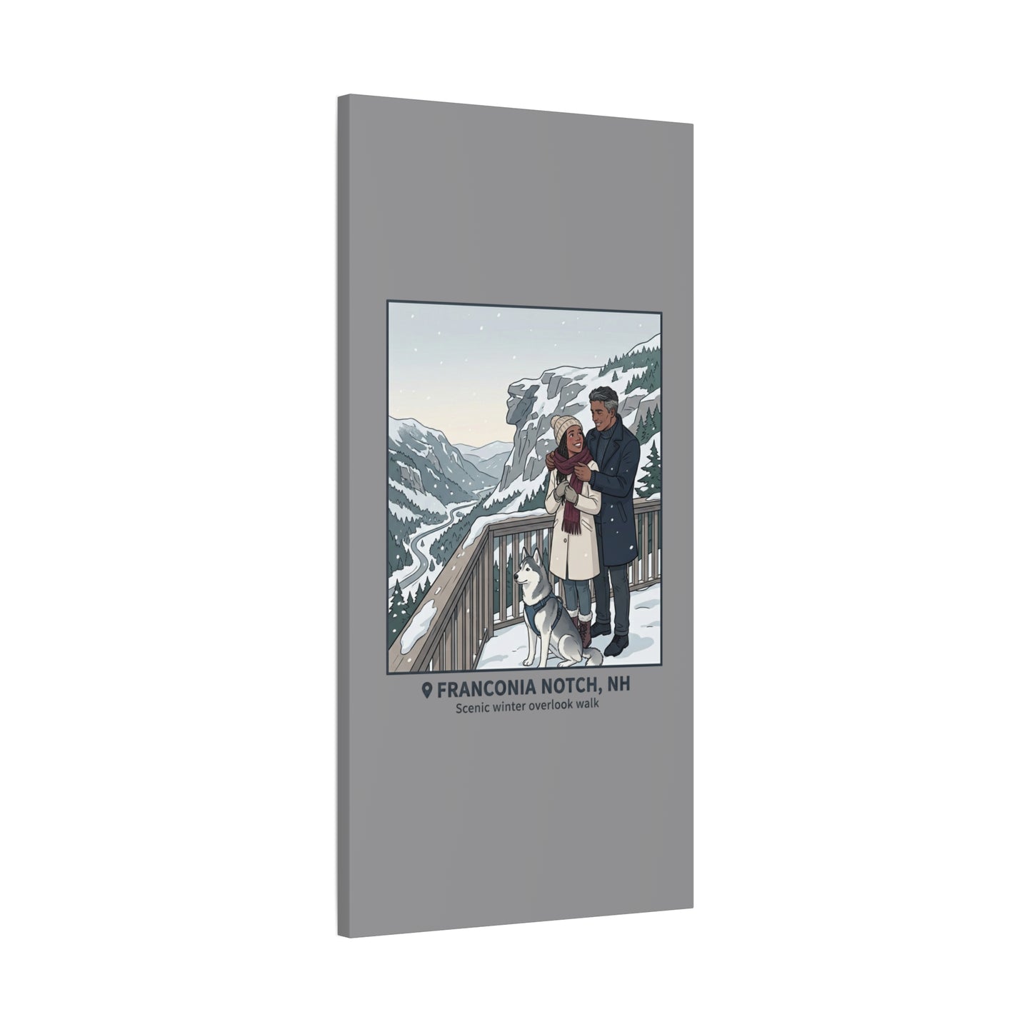 Franconia Notch Winter Couple Canvas Wall Art — Scenic New Hampshire Snowy Overlook Print