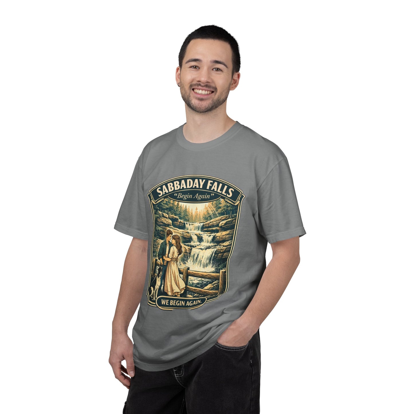Sabbaday Falls 'We Begin Again' Vintage Nature T-Shirt